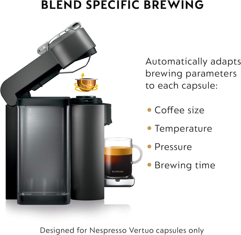 Nespresso Vertuo Coffee and Espresso Maker,1597 ml, by De'Longhi, Graphite Metal