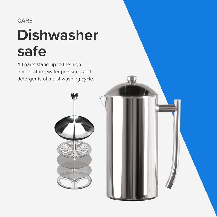 Frieling Double-Walled Insulated French Press Coffee Maker - 17 Oz Stainless Steel French Press for Smooth Coffee, Cold Brew & Camping