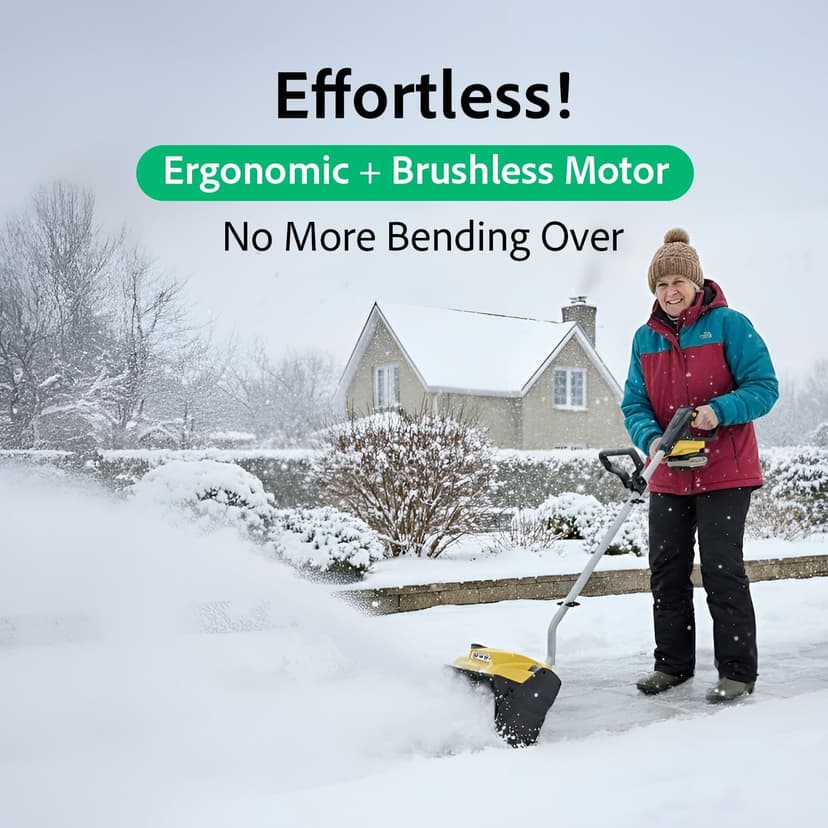 12-Inch Cordless Brushless Snow Shovel Compatible with DeWalt 20V/60V Battery(Tool Only) Electric Snow Blower with 23ft Throwing Distance, Adjustable Chute, Smart Control, LED Light for Driveway