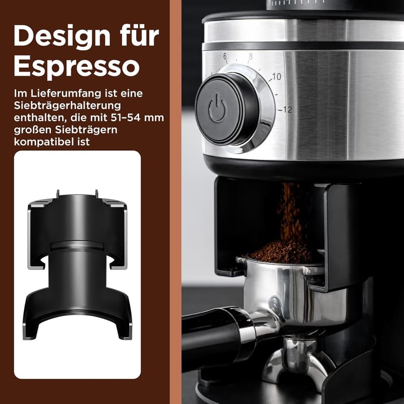 Burr Coffee Grinder, Electric Conical Coffee Bean Grinder With 30 Adjustable Grind Settings For 2-12 Cups, Sliver & Black