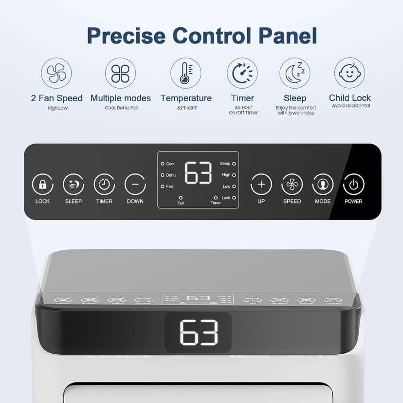 Portable Air Conditioners 8,000 BTU Air Conditioner Portable for Room up to 365 Sq.Ft. Portable AC Unit with Remote Control 4 Modes Dehumidifier Window Mount Kit (8000-07E)