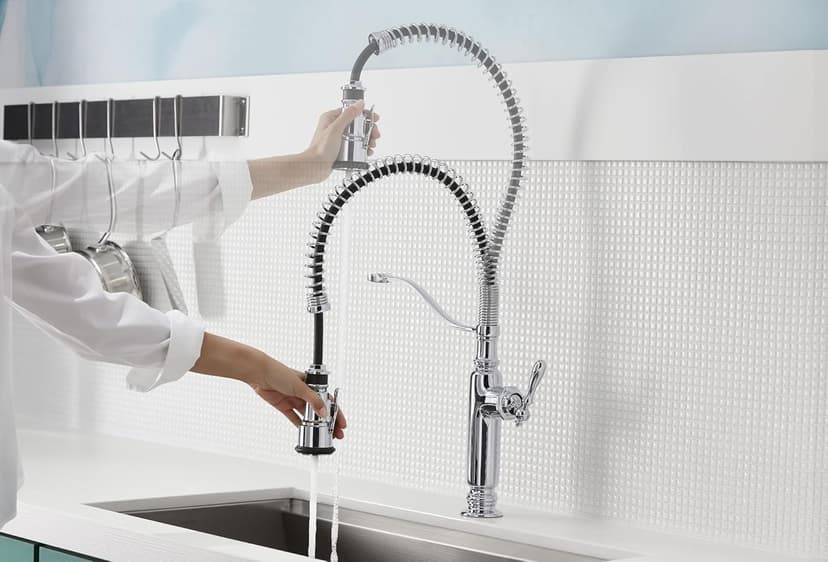 KOHLER Tournant Semi-Professional Pull-Down Kitchen Sink Faucet, Commercial Kitchen Faucet with Pull Down Sprayer, 77515-VS, Vibrant Stainless