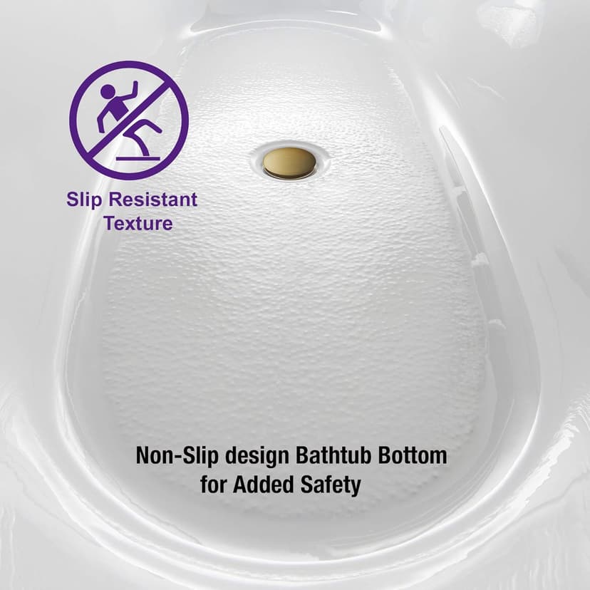 WOODBRIDGE 59" Acrylic Freestanding Bathtub Contemporary Soaking White Tub with Brushed Gold Overflow and Drain，BTA1516-BG-Drain-&O