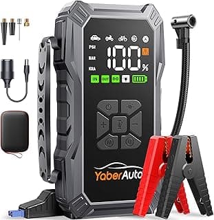 YaberAuto 9-in-1 Jump Starter with Air Compressor 5500A 150PSI Portable Car Battery Jump Starter (All Gas/10L Diesel), Jump Box Car Battery Jumper Starter Portable Jumper Cables, 150W DC, Lights