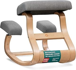 Ergonomic Kneeling Chair with 2 Knee Pads - Adjustable Height Rocking Knee Chair or for Posture for Home Office Gift Woman - Angled Kneeling Stool