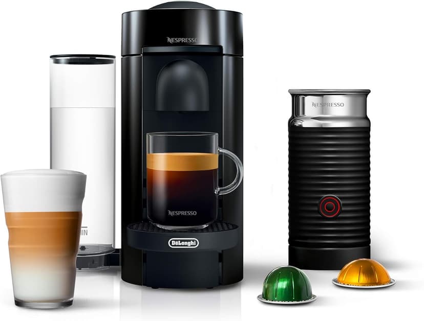 Nespresso VertuoPlus Coffee and Espresso Machine by De'Longhi with Milk Frother, Ink Black
