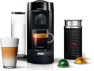 Nespresso VertuoPlus Coffee and Espresso Machine by De'Longhi with Milk Frother, Ink Black