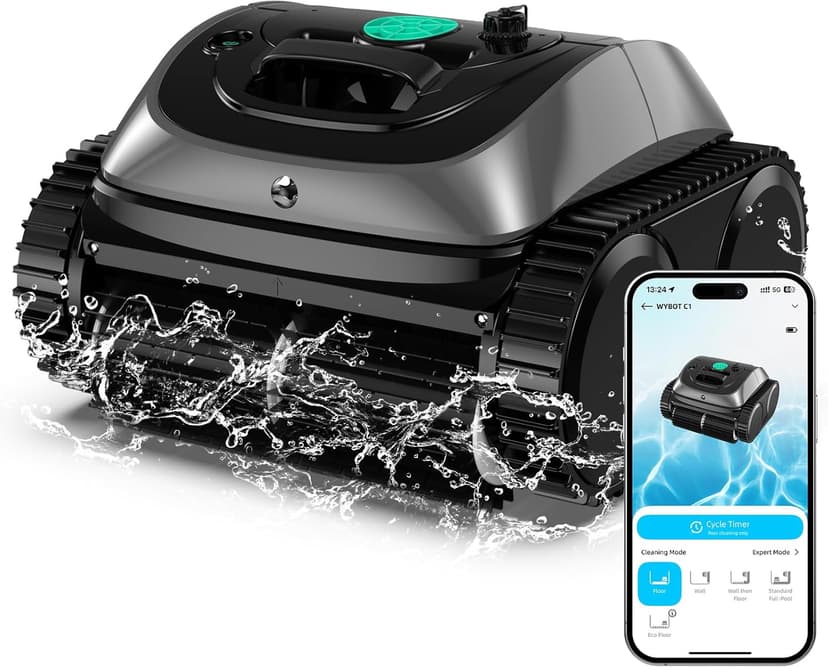 (2025 Upgrade) WYBOT C1 Pool Robot Vacuum for Inground Pools, 4-in-1 Cordless Robotic Pool Cleaner Lasts 150min, Triple-Motor up to 1,614 Sq.ft, Smart APP Support, Auto Wall & Waterline Cleaning