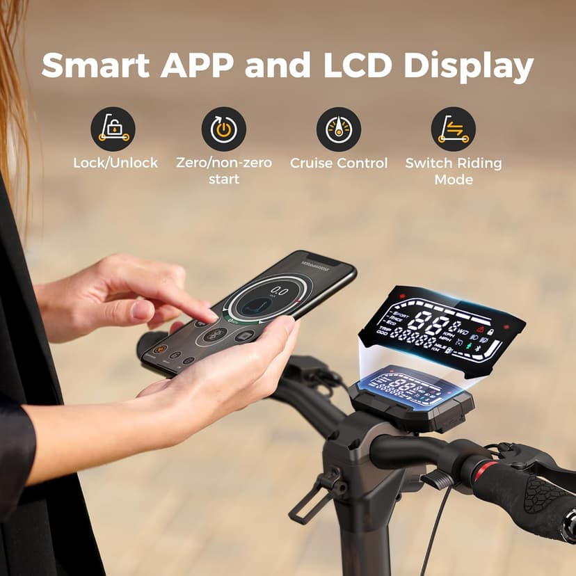iScooter Electric Scooter, 40/43/50 Miles Long Range & 28/38 MPH Top Speed E Scooter, 10/11/12" Offroad Pneumatic Tire Scooter for Adults with Turn Signals, Double Braking Systems, APP and Storage Bag