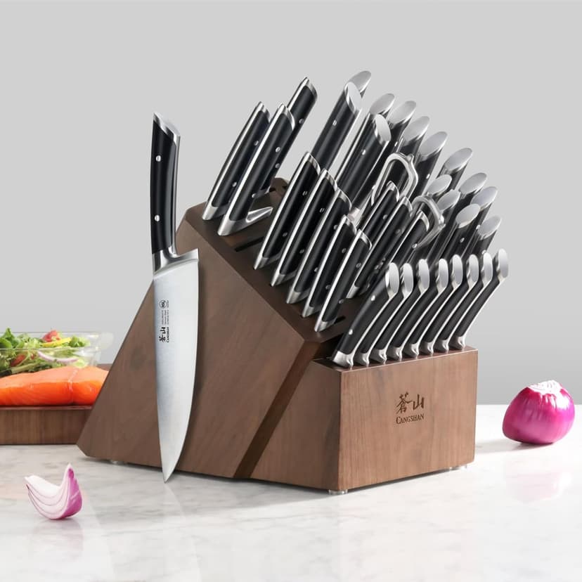 Cangshan OLYMPUS Series 36-Piece Block Set, Forged German Steel, Black, 505545