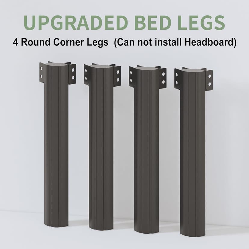 7 Inch Low Queen Bed Frame with Rounded Corner Legs, 2000 LBS Heavy Duty Metal Slats Support Queen Platform Bed Frame No Box Spring Needed, Easy Assembly, Black