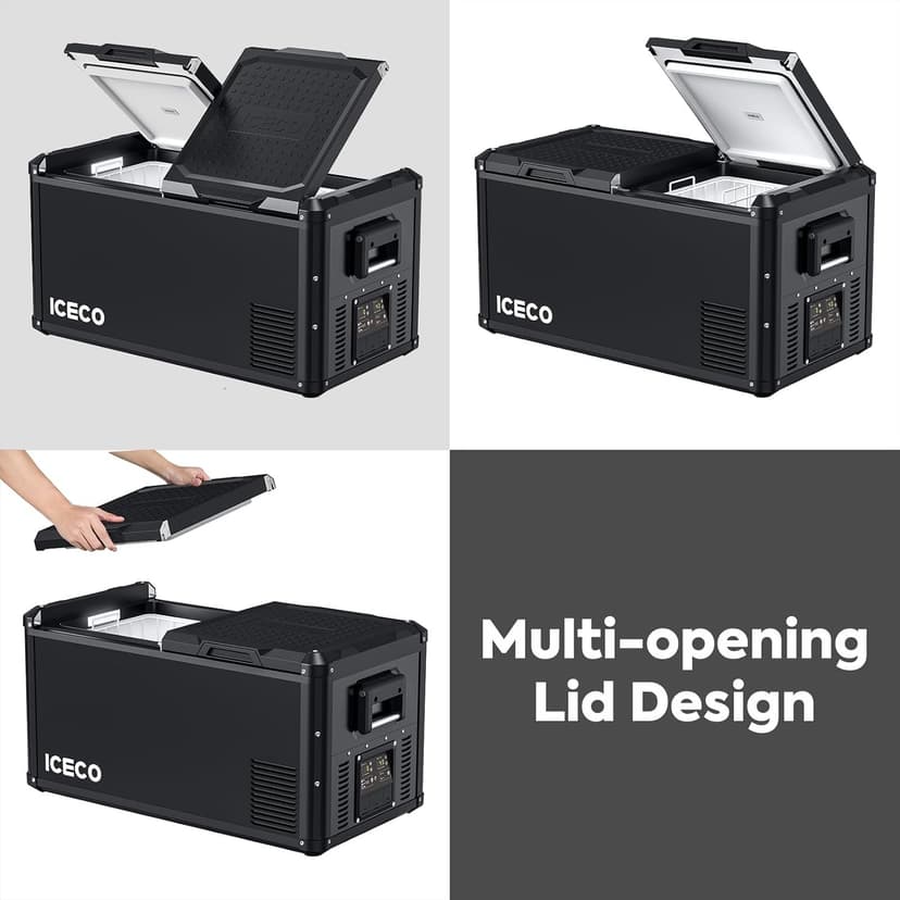 ICECO VL75ProD Portable Refrigerator, 12v Dual Zone Fridge Freezer with SECOP, 0°F to 50°F, 79Qt 12V Portable Freezer with Reversible Lid, Car Fridge portable AC/DC For Car, Camping |with Cover
