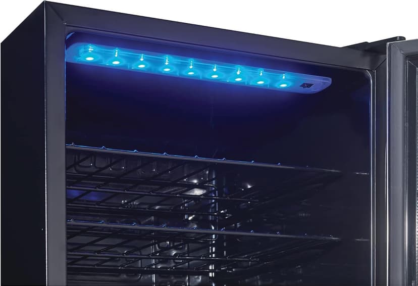 Danby DWC036A1BSSDB-6 3.3 Cu. Ft. Free Standing Wine Cooler, Holds 36 Bottles, Single Zone Fridge with Glass Door-Chiller for Kitchen, Home Bar, Stainless Steel
