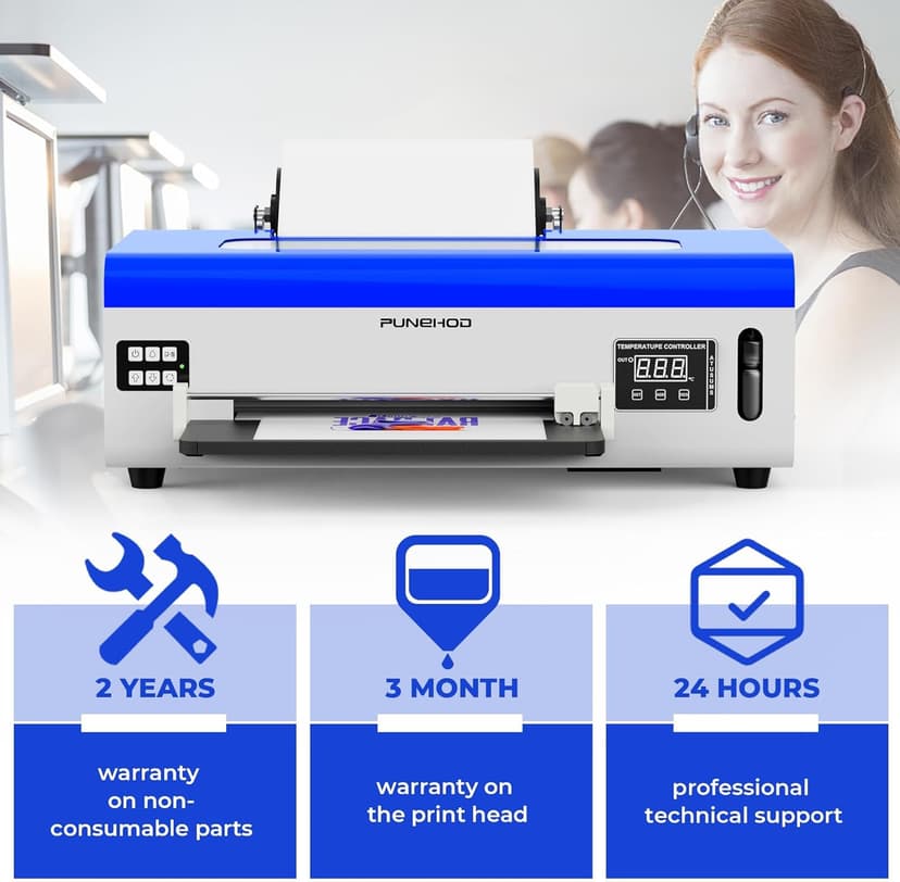 PUNEHOD DTF Printer A4 L800, DTF Transfer Printing Machine with White Ink Circulatory for DIY Print Dark and Light Fabrics Direct to Film Printer (with Oven)