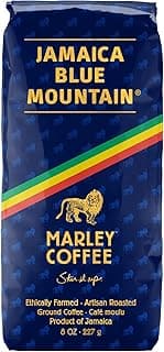 Marley Coffee Talkin' Blues, Jamaica Blue Mountain Naturally Grown Ground Coffee, 8-Ounce Bag