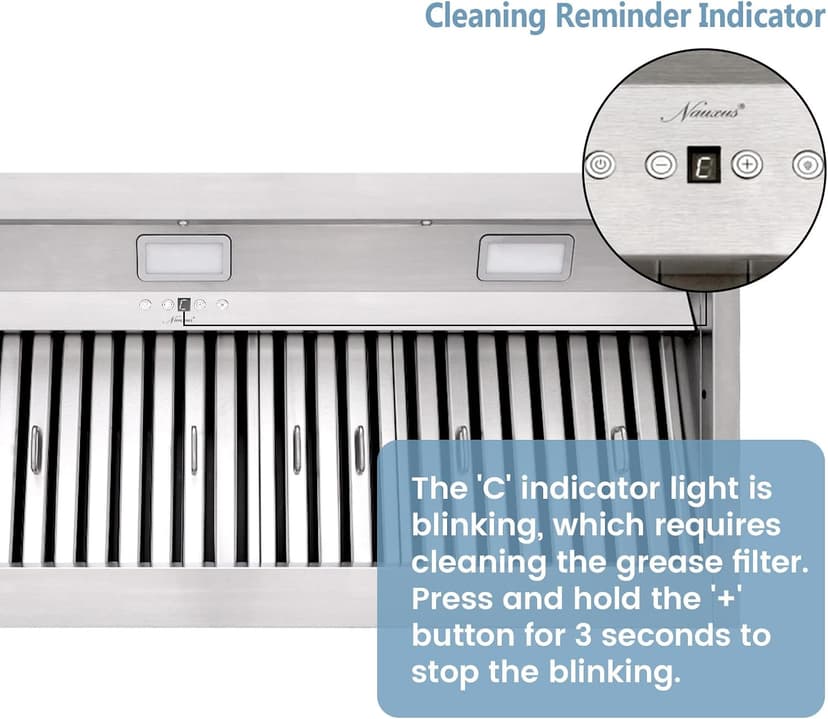 Akicon Range Hood Insert 48 Inch, 1200 CFM Built-in Kitchen Hood with 4 Speeds, Ultra-Quiet Stainless Steel Ducted Vent Hood Insert with Dimmable LED Lights and Dishwasher Safe Filters (Warm White)