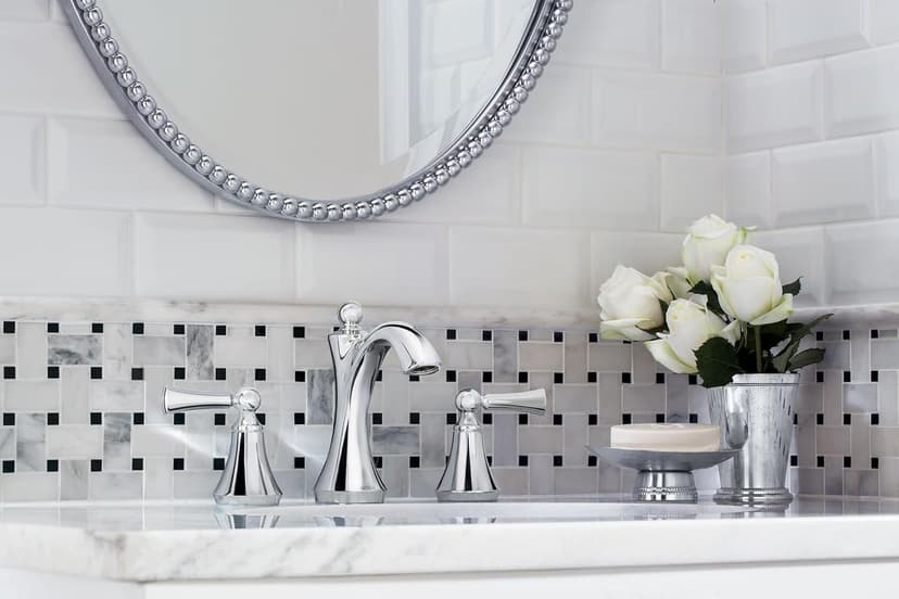 Moen Wynford Chrome Two-Handle Widespread High-Arc Bathroom Faucet with Lever Handles, Valve Required, T4520