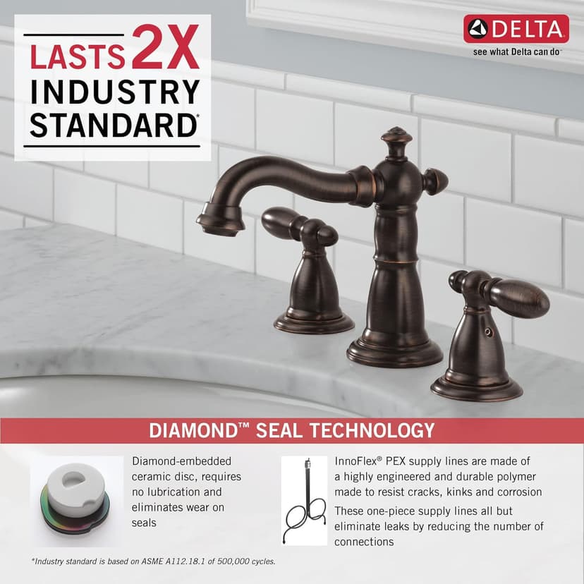 DELTA FAUCET 35955-RB-DST Victorian 2-Handle Bathroom Sink Faucet in Venetian Bronze Widespread
