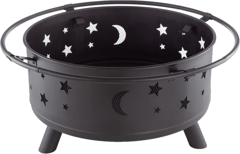 Fire Pit - 32-Inch Outdoor Wood Burning Firepit with Screen, Poker, and Cover - Outdoor Fire Pits for Backyard, Deck, or Patio by Pure Garden (Black)