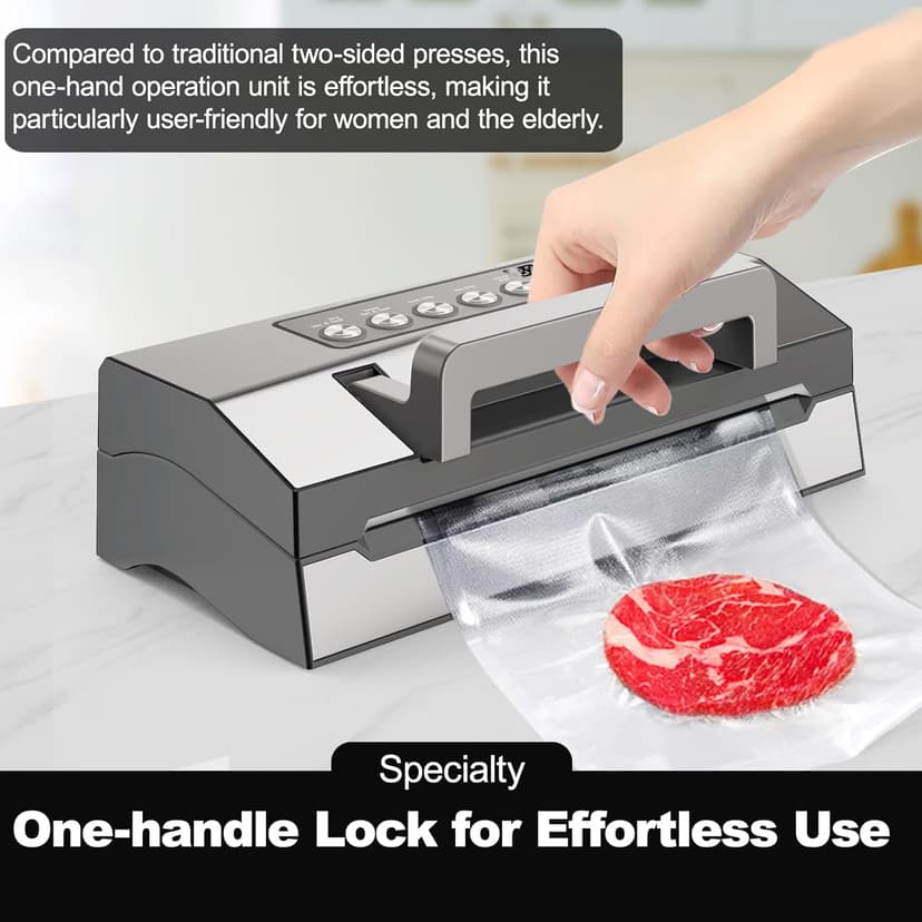 2025 Upgraded Precision Fast-Vacuum Sealer, LIWUNON Commercial Full Automatic Food Vacuum Sealer Machine, Double Heat Seal, Built-in Cutter&Bag Storage, Powerful Food Vacuum Saver, 2 Rolls Bags&hose