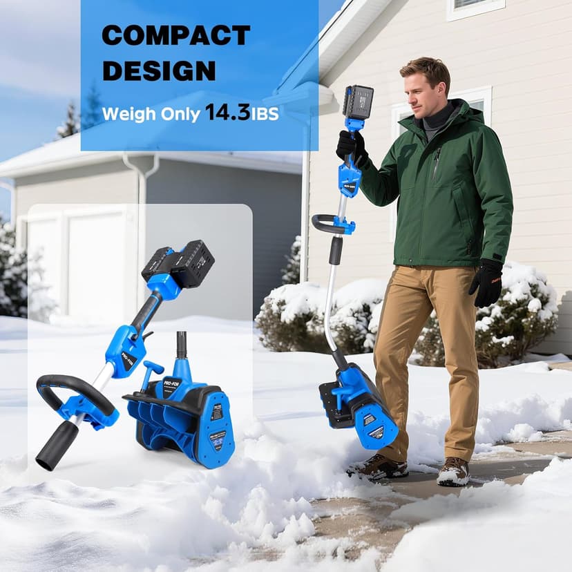 40V Cordless Snow Shovel, 13.5-Inch Battery Snow Blower Electric with Adjustable Directional Plate, 2×20V/4.0Ah Lithium Batteries and Quick Dual-Port Charger Included