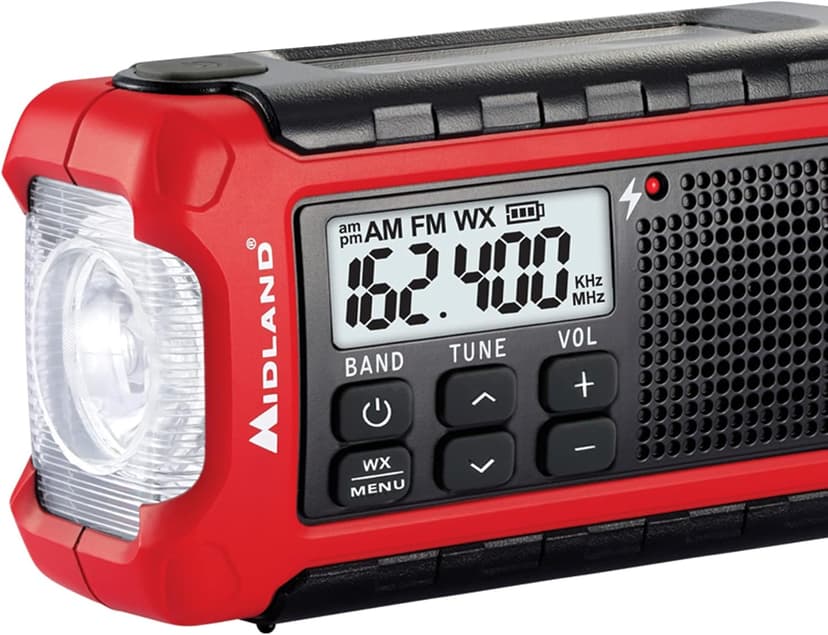 Midland ER210 NOAA Emergency Weather Radio - Compact, Crank, Weather Alerts, AM/FM Radio, Multiple Power Sources, SOS Emergency Flashlight