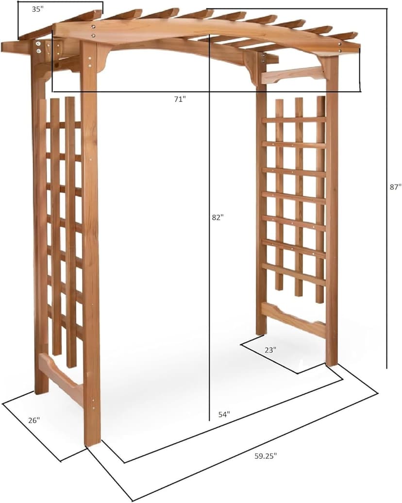 All Things Cedar PA96 Garden Arbor | 6-Ft Handcrafted Wooden Trellis for Climbing Plants Outdoor | Cedar Wedding Arches for Ceremony | Easy Assembly, Weather Resistant (71x35x87)