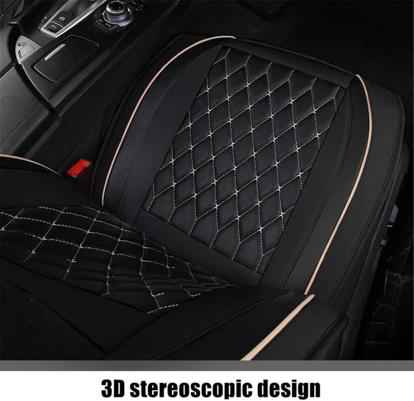 Car Seat Covers Full Set, Super Luxurious Heavy Duty Waterproof Leather Automotive Vehicle Cover for Cars SUV Pick-up Truck, Universal Non-Slip Seat Car Accessories (Black)