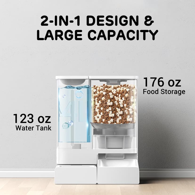 FW54 5G/2.4GHz WiFi Automatic Feeder and Waterer 2-in-1 Set for Pets, 300 oz Large Capacity for 2 Weeks, Perfect for Working Parents