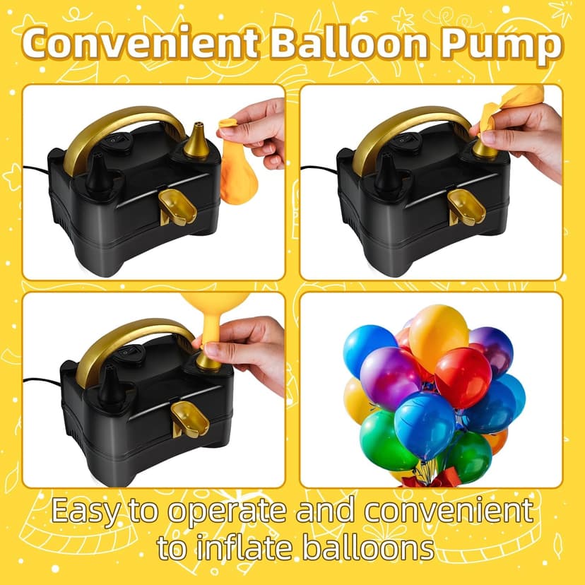 Bezente Balloon Pump Electric, Portable Balloon Inflator Pump Electric Air Pump for Balloons Dual Nozzle Electric Balloon Pump for Birthday Wedding Graduation Party Decorations