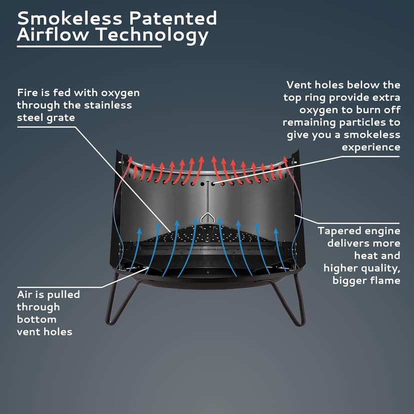 20-Inch Smokeless Social Fire Pit, Portable Outdoor Fire Pit with Removable Ash Base, Stand & Cloth Cover – Modern Wood Burning Fire Pit for Patio, Backyard, and Gatherings