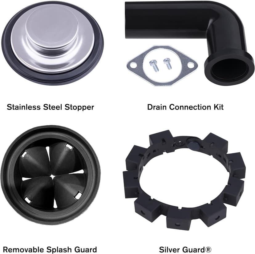 American Standard 10-US-ASD-1250 Premium Garbage Disposal with 3-Bolt Mount System and Odor Protection Processor, Stainless steel, Silver