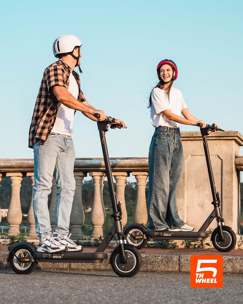 5TH Wheel V40 PRO Electric Scooters, 48V 800W Peak Motor & 20 MPH, 24.9 Miles Range, 10" Solid Tires, Front-N-Rear Suspension and Ambient Light, Folding Sport Scooters with Dual Brake System and APP