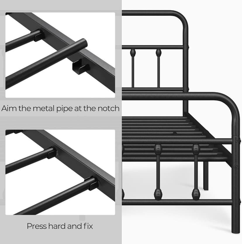 Yaheetech Classic Metal Platform Bed Frame Mattress Foundation with Victorian Style Iron-Art Headboard/Footboard/Under Bed Storage/No Box Spring Needed/Queen Size Black