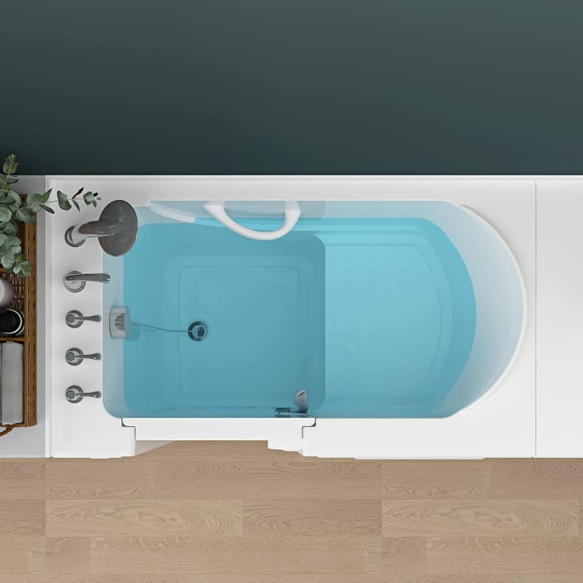 FerdY Floridian 52" Walk-in Bathtub with Left-Side Door Opening and Quick Fill and Drain System, Rectangular Soaking Bathtub in White