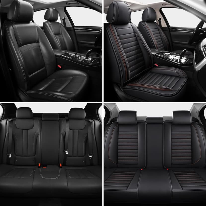 Car Seat Covers for Cars, Faux Leather Seat Covers for Cars SUV Super Breathable Universal Automotive Seat Covers Fit for Most Sedans Balck Brown