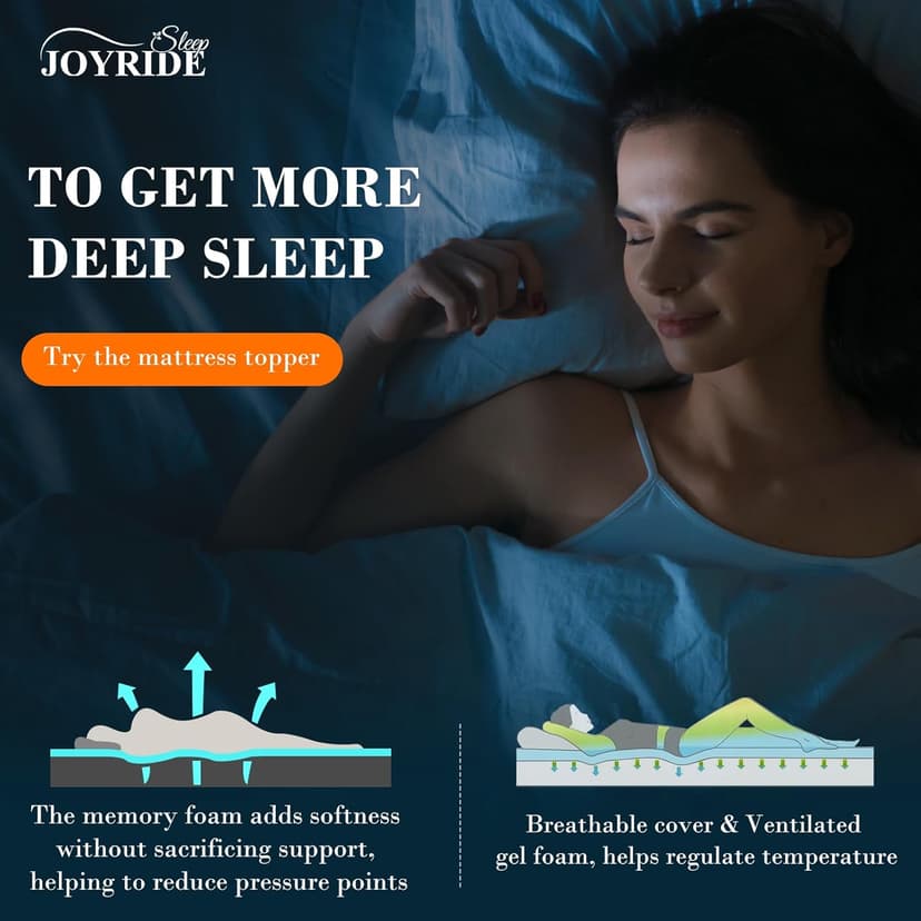 3 Inch Queen Memory Foam Mattress Topper, Cooling Gel Bed Topper with Removable Cover, Soft & Pain Relief & Breathable, CertiPUR-US & Oeko-Tex Certified