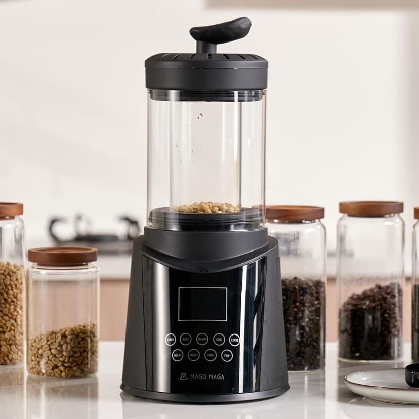 Smart Home Coffee Bean Roaster, Digital Display, Auto and Manual Modes, 300g Capacity Ultra-low Smoke Chaff Collection, Transparent Viewing, Auto-Cooling, 120V,Ver1.1
