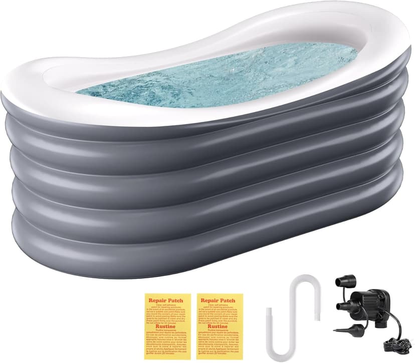 BINYUAN Inflatable Bathtub for Adults - Portable Collapsible Spa Tub with Electric Pump, Hot & Ice Bath Design, Foldable for 1-2 People, Durable PVC - Easy Inflate/Quick Drain