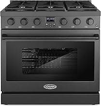 COSMO COS-GRC366KB-BK 36 in. Lumin Collection 6.0 cu. ft. Gas Range with 6 Sealed Burners and Convection Oven in Matte Black