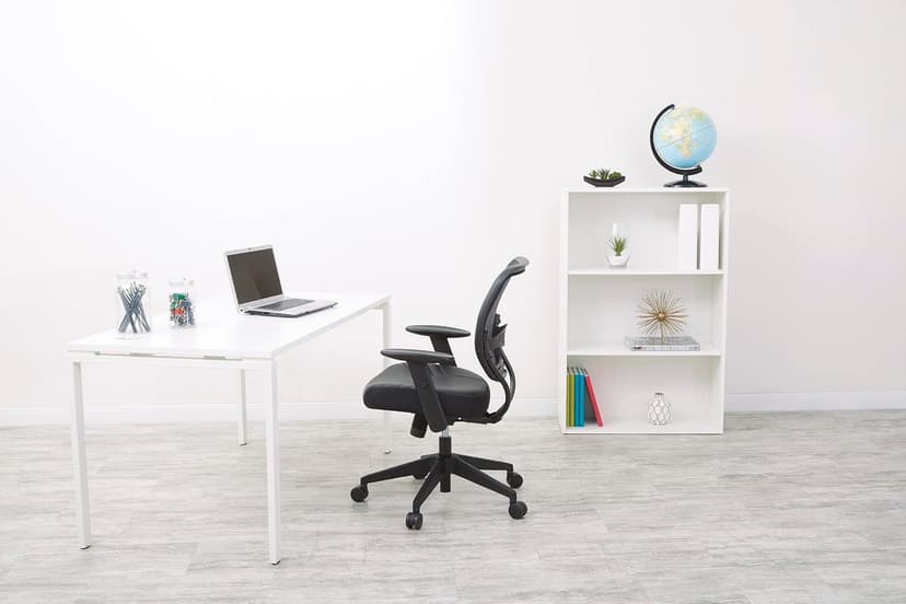 Space Seating Professional AirGrid Dark Back and Padded Black Eco Leather Seat, 2-to-1 Synchro Tilt Control, Adjustable Arms and Tilt Tension with Nylon Base Managers Chair
