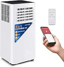 SereneLife Small Air Conditioner Portable 10,000 BTU with Built-in Dehumidifier - Portable AC unit for rooms up to 450 sq ft - WiFi app + Remote Control, Window Mount Exhaust Kit