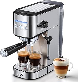 UDI Espresso Machine with Milk Frother, 20 Bar High Pressure Professional Espresso Maker Automatic, Compact Stainless Steel Coffee Machine for Cappuccino, Latte, Silver