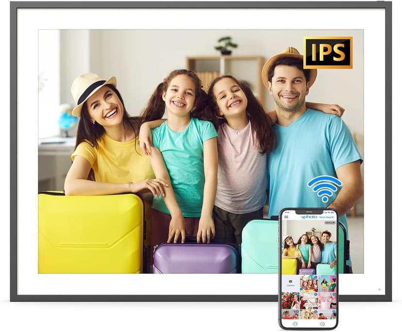 19-inch Digital Picture Frame Large-Photo-Frame - 64GB Dual-WiFi Digital Frame, Light Sensor, Full Function, Sharing Photos Videos via App or Email Instantly, Unlimited Cloud Storage, Wall Mountable