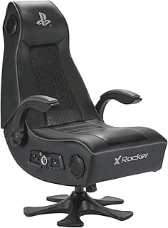 X-Rocker Officially Licensed PlayStation Infiniti+ 4.1 Stereo Audio Gaming Chair with Vibration, Comfy Folding Gamer Seat, Leather Look – Black, 5177401