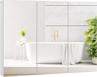 Tangkula Mirrored Medicine Cabinet, Large Wide Wall Mounted Storage Cabinet with 3 Mirror Doors & Adjustable Shelf, 36 x 4.5 x 25.5 Inch, Bathroom Mirror Medicine Cabinet (36 x 25.5 Inch)