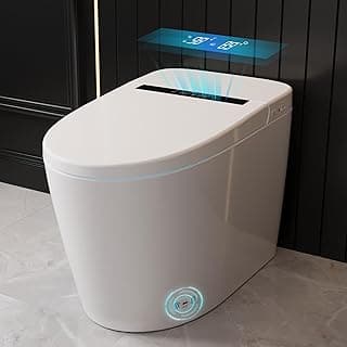 DeerValley Smart Bidet Toilet, One Piece Bidet Toilet for Bathrooms, Toilets with Auto Open/Close Lid, Heated Seat, Warm Dryer, Foot Sensor Operation, Night Light,Tankless Toilets with LED Display