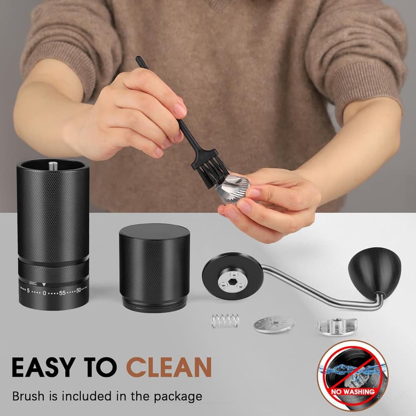 Portable Manual Coffee Grinder – 60 Precision Grind Settings, Stainless Steel Conical Burr Mill for Espresso, French Press & Travel