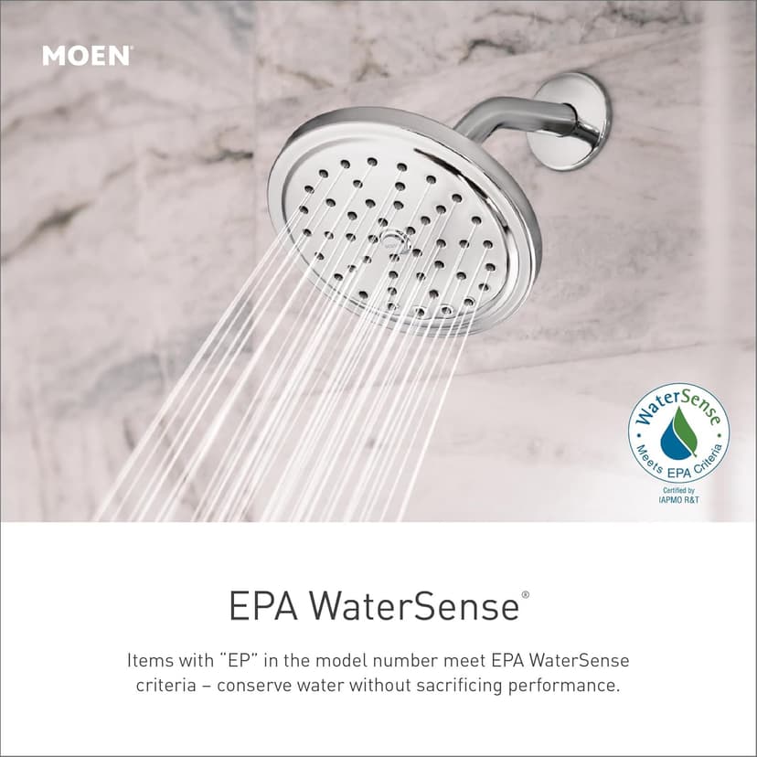 Moen S6340EP 90 Degree 6" Eco-Performance Single-Function Showerhead with Immersion Technology at 2.0 GPM Flow Rate, Chrome