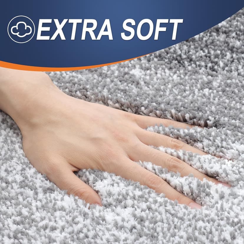 OLANLY Bathroom Rugs Sets 3 Piece, Soft Absorbent Microfiber Bath Mats and U-Shaped Contour Toilet Rug, Plush Shaggy Bath Mat Set for Bathroom (30"x20"+24"x16"+24"x20", Grey)